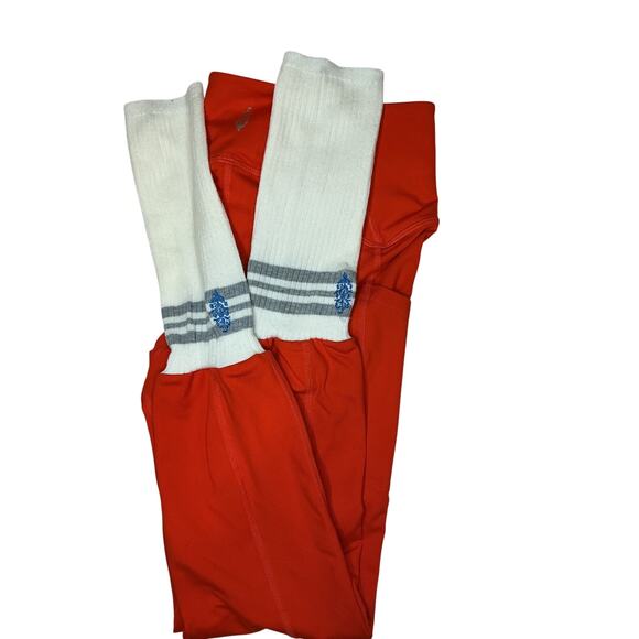 Free People Movement orange High-Rise 7/8 Leggings Sock Cuffs Size S NewWTags - Picture 10 of 10